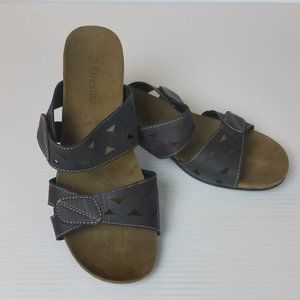 Drexlite Robin Brown Heel Sandals Velcro Straps
